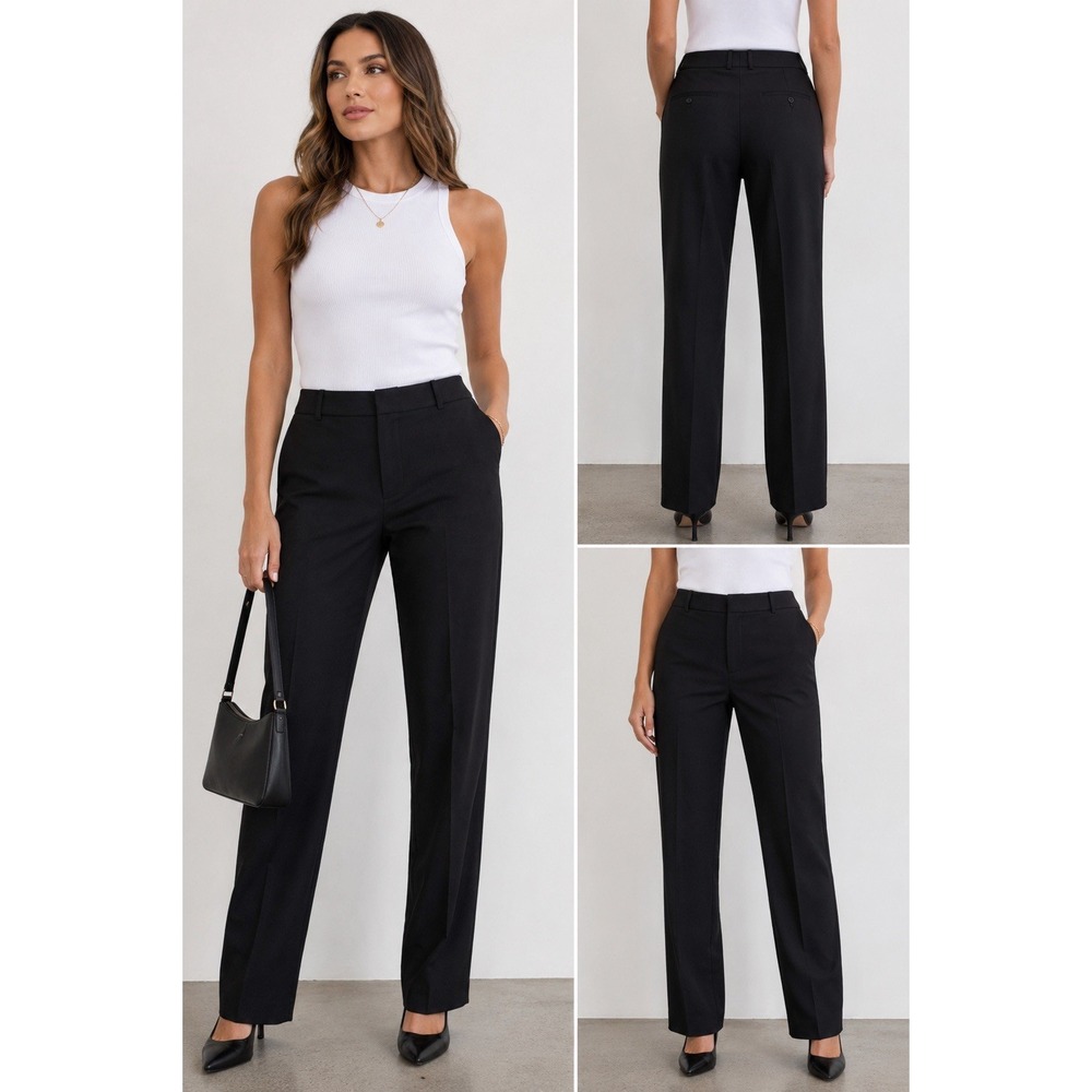 Reiss Women's Black Tailored Straight Leg Dress Pants Trousers US 8 Career